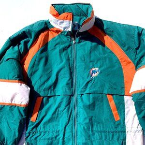 VTG Miami Dolphins Pro Star Athletic Zippered Winter Jacket/Puffer w/Hood 2XLT